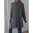 thumbnail image 3 of Luxtrada Women's Draped Front Open Cardigan Casual Long Sleeve Lightweight Cardigan (Gray,M), 3 of 4
