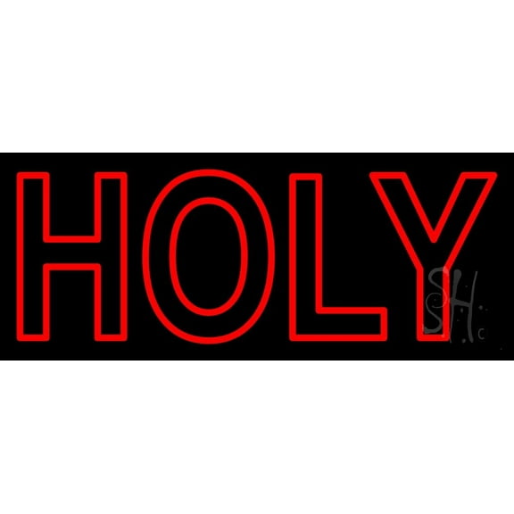 Red Holy LED Neon Sign 13" Tall x 32" Wide - inches Black Square Cut Acrylic Backing, with Dimmer - Premium built indoor Sign for Home décor, Event, Religious place, Store interior, Office.