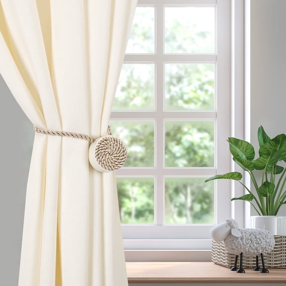 Deco Window Contemporary White Twisted Blackout Outdoor Curtains, 2 Panels
