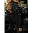 thumbnail image 4 of Womens Coat Casual Lapel Full Zip Fleece Jacket Long Sleeve Oversized Warm Winter Outwear with Pockets, 4 of 6