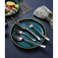 thumbnail image 2 of 16-Piece Modern Black Hammered Silverware Set with Ultra Sharp 2-IN-1 Serrated Knives, 18/10 Stainless Steel Flatware Set, Titanium Plated Cutlery Set Service for 4, Dishwasher Safe, 2 of 8