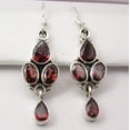 thumbnail image 2 of SilverStarJewel 925 Sterling Silver Garnet Gemstone Dangle Earrings 4CM, 2 of 3