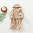 thumbnail image 2 of Gibobby Kids Soft Coral Fleece Bathrobe,Warm Hooded Sleep Robe with Waist Belt,Cute Cartoon Design,for Toddlers Children 2-12Y,Multi-Use Lounge Wear Kids Toddler Pajamas,Brown,Size 13-14T, 2 of 6