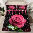 thumbnail image 2 of Homewish Pink Rose Bed Sheets,Romantic Flower King Sheets,Chic Butterfly Sheet Set For Girls Kids,Breathable Home Decor,4 Pieces, 2 of 7