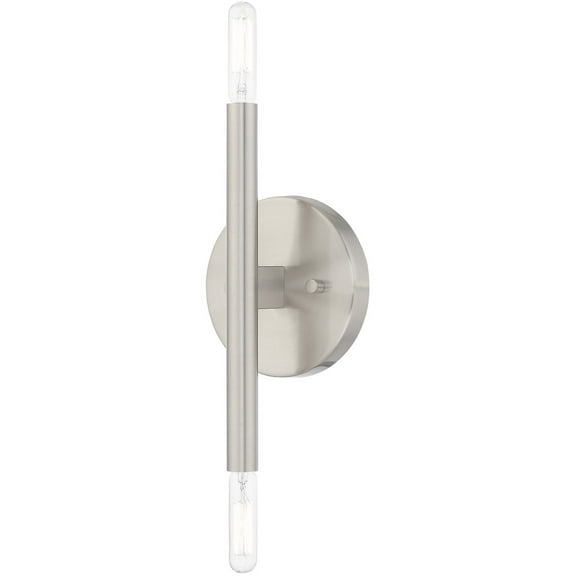 5.125 inch 2 Light Brushed Nickel ADA Wall Sconce with Steel base material