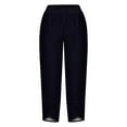 thumbnail image 4 of SELONE Loose Summer Pants for Women Mid Waist Plus Size Lounge Pants Cropped Trouser Pants Casual Beach Pants Pull on Solid Soft Straight Leg Lightweight Comfy Blue 5XL Breathable Clothes, 4 of 5