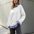 thumbnail image 6 of DYTTDG Women's Striped Color Block Sweatshirt | Crewneck Long Sleeve Oversized Pullover Tops with Curved Hem Casual Loose Soft Fall Winter Shirts, 6 of 8