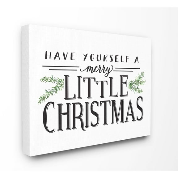 Stupell Industries A Merry Little Christmas Holiday Word DesignCanvas Wall Art By Artist Lettered and Lined