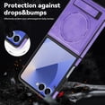 thumbnail image 5 of ELEHOLD Case for Samsung Galaxy Z Flip 7, Shockproof Magnetic Leather Phone Case with Stand, Compatibility with Mag Safe Accessories,Purple, 5 of 6