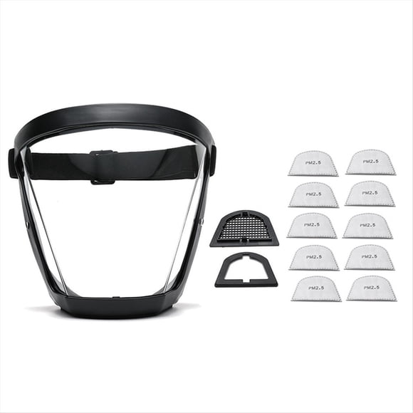 Máscara de Protección Laboral Protector Completo Escudo Protector Transparente Cara una Prueba de Polvo con 10 Filtros Negro