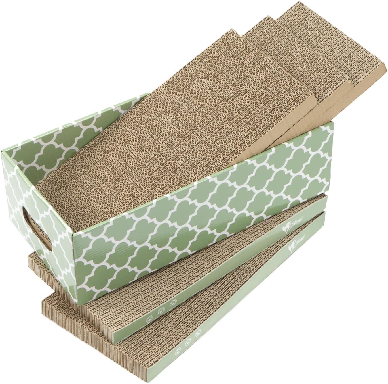 THBN Cat Scratcher Cardboard Scratching Pads Scratch with Catnip 2PCS Reversible Corrugated Cardboard