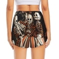 thumbnail image 3 of Picia Whimsical Halloween Skeletons Pattern Women's 2 in 1 Athletic Running Shorts High Waisted Workout Casual Gym Sweat Shorts with Comfy Liner Zipper Pockets-Large, 3 of 9