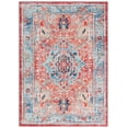 thumbnail image 2 of SAFAVIEH Riviera Vasil Medallion Polyester Machine Washable Area Rug, Light Blue/Red, 5'5" x 7'7", 2 of 13