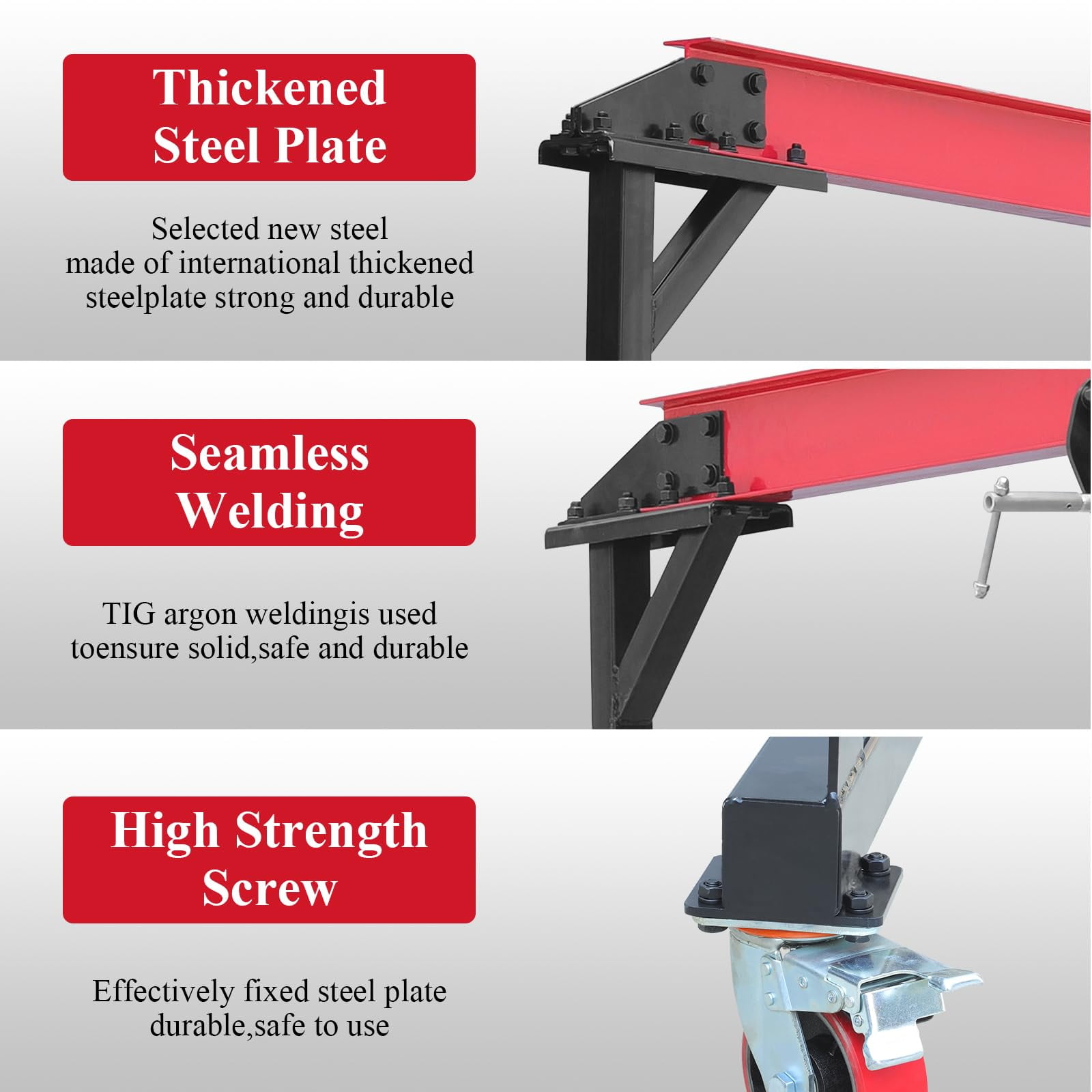 Adjustable Gantry Crane, 2200LBS Capacity Shop Lift Hoist Rated, Portable Design with 360°Locking Wheels,Gantry Crane Adjustable Height from 96.5" to 143.7" fit for Workshop,Garage,Factory