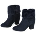 thumbnail image 1 of Unique Bargains Women's Faux Fur Block Heel Round Toe Ankle Boots, 1 of 7