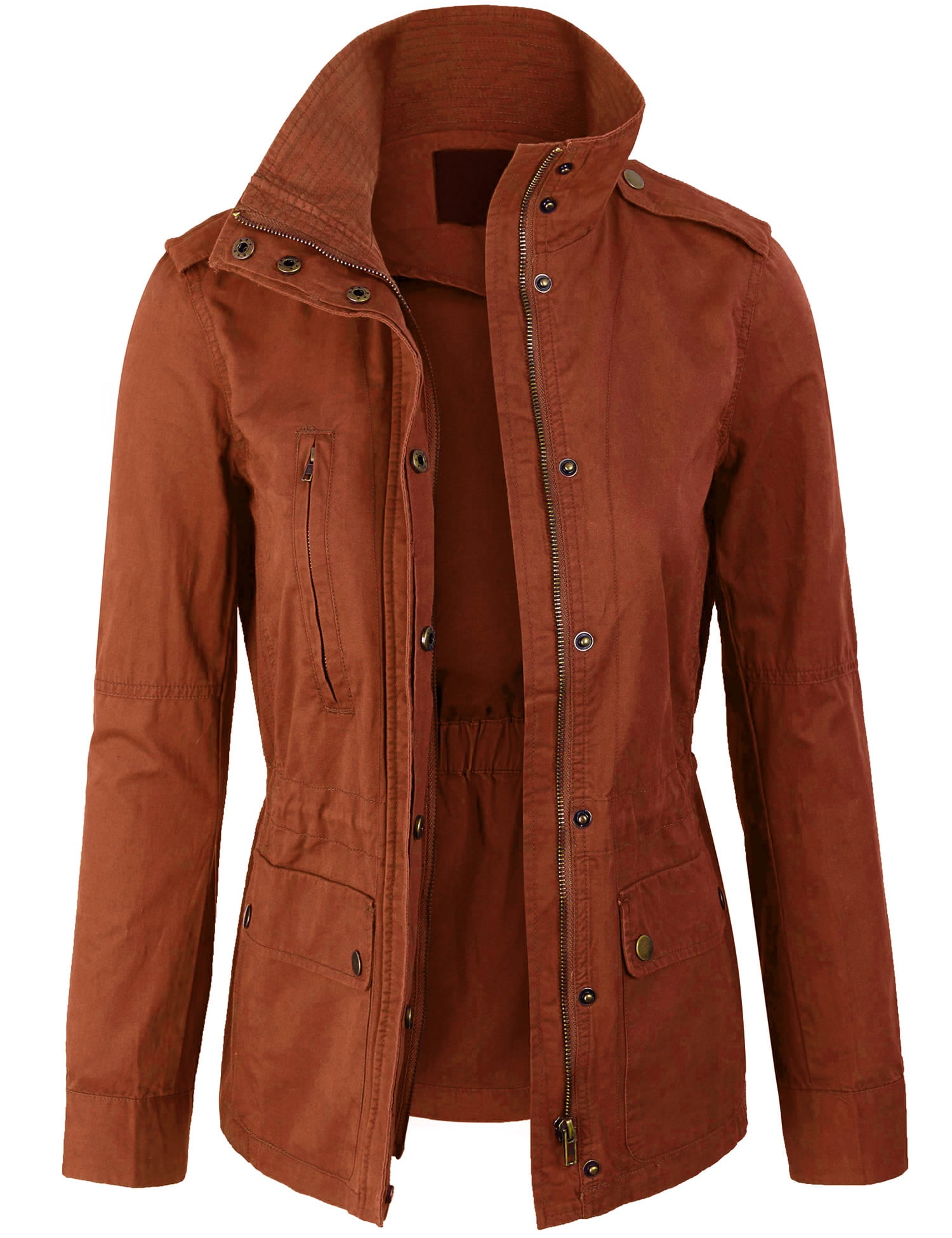 Kogmo Womens Zip Up Military Anorak Safari Jacket Coat, Women's, Size: Large, Red