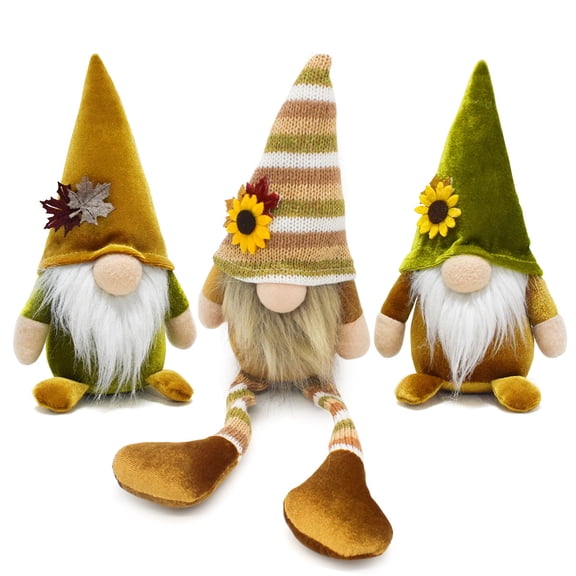 Thanksgiving Gnomes Fall Decorations,Plush Gnomes for Tiered Tray Decor,Fall Thanksgiving Festival Home Party Supplies 3pcs