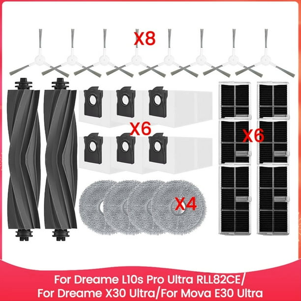 26 Piezas de Filtro de Cepillo, Bolsa para Polvo, Paño de Fregona para L10s Pro Ultra Heat RLL82CE/X30 Ultra/ E30 Ultra, Repuestos