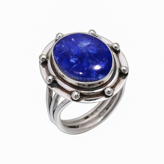 Natural Lapis Lazuli - Afghanistan 925 Sterling Silver Ring, 16X12 mm Oval Gemstone Ring, Blue Ring, Christmas Gift, Unique Jewelry Ring, Adjustable R