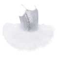 thumbnail image 2 of Yartina Girls Sequined Ballet Dance Dress Tutu Skirted Leotard Princess Dress White 4-5, 2 of 7