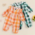 thumbnail image 4 of Gupgi 0-18M Infant Girls Checkered Romper Baby Ruffled Trim Long Sleeve Round Neck Fall Jumpsuits, 4 of 9