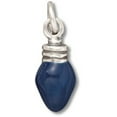 thumbnail image 1 of Sterling Silver 20" .8mm Box Chain 3D Enameled Blue Christmas Light Bulb Pendant Necklace, 1 of 2
