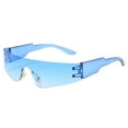 thumbnail image 1 of TIEVOSA Lunettes de Soleil Style Punk UniRimless Design à Carreaux Oeil Coloré Mode (Bleu Ciel), 1 of 4