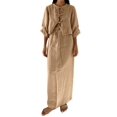 thumbnail image 4 of Women 2 Piece Skirt Sets Oversized Long Sleeve Top and Maxi Skirts Travel Vacation Set Khaki L, 4 of 7