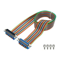 1 Pcs IDC Rainbow Wire Flat Ribbon Cable DB25 Male to DB25 Female 39.4 Inch Length 2.54mm Pitch