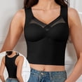 thumbnail image 5 of PInxai Longline Bras for Women Mesh Wide Straps Breathable Smoothing Back Bras Comfy Supportive Built in Bra Tank Tops,Black,L, 5 of 5