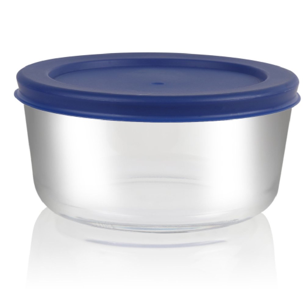 Bovado USA Round Glass Dish Bowl 2 Cup Food Storage Container, Clear