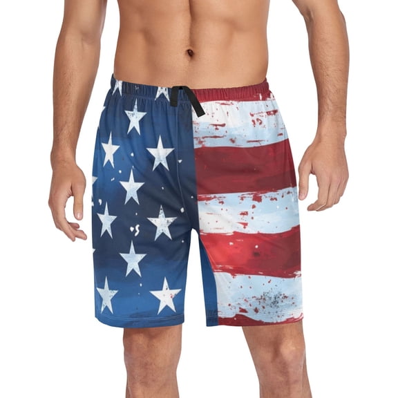 joogoo Mens Swim Trunks American Flag Retro Beach Shorts Drawstring Elastic Waist Swimwear Bathing Suits L