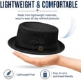 thumbnail image 5 of longantii Summer Breathable Mesh Pork Pie Hat,Retro Straw Breathable Sun Protection Cap,Lightweight Fedora Bowler Hat Gray, 5 of 6