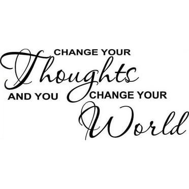 Glossy Black 29" x 14" Change Your Thoughts And You Change Your World Vinyl Wall Art Home Decor Decal Sticker