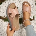 thumbnail image 2 of Xfvqtps Orthopedic Sandals for Women Slide Arch Support Peep Toe Cross Straps Buckle Decor Soft Sole Comfortable Casual Summer Beach Walking Wedge Sandals Pink, 2 of 9
