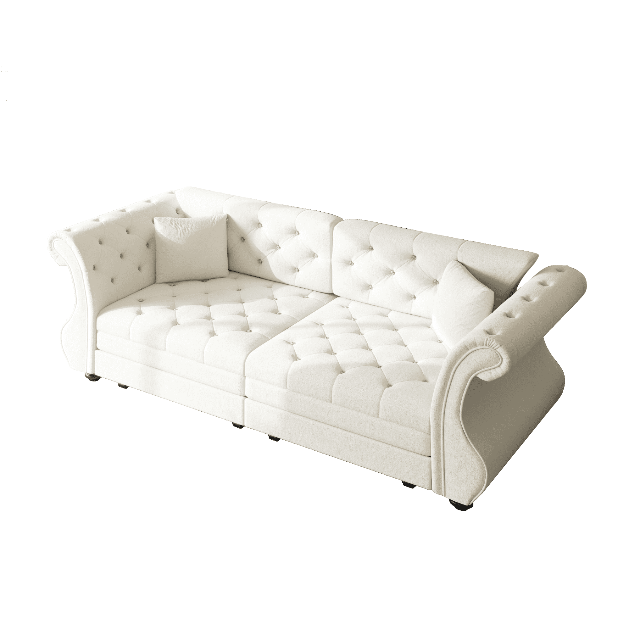 Chesterfield Pull Out Convertible Sofa Bed, Classic Flower Tufted Velvet Loveseat Sleeper Couch With Roll Arms and Pillows, for Living Room Apartment Office