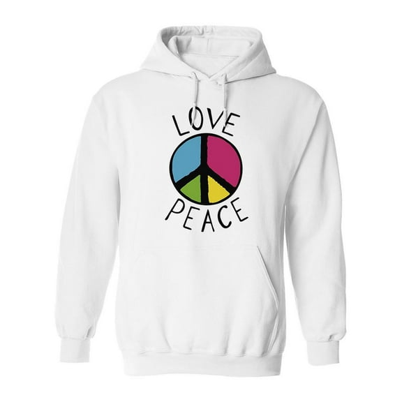 Love And Peace. Hoodie Men -Image by Shutterstock, Male Large