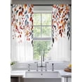thumbnail image 2 of Orange Leaves Sheer Curtains 2 Panels Set Vintage Watercolor Orange Red Eucalyptus Leaf Berry Sheer Window Curtains Light Filtering Rod Pocket Voile Drapes for Bedroom Living Room 52"X72", 2 of 8