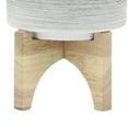 thumbnail image 4 of Planter with Wooden Stand and Fine Lines Design, Small, Gray, 4 of 5