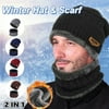 Winter Beanie Hat Scarf Set Warm Knit Hat Thick Knit Cap for Men Women Skiing Camping Motorcycling