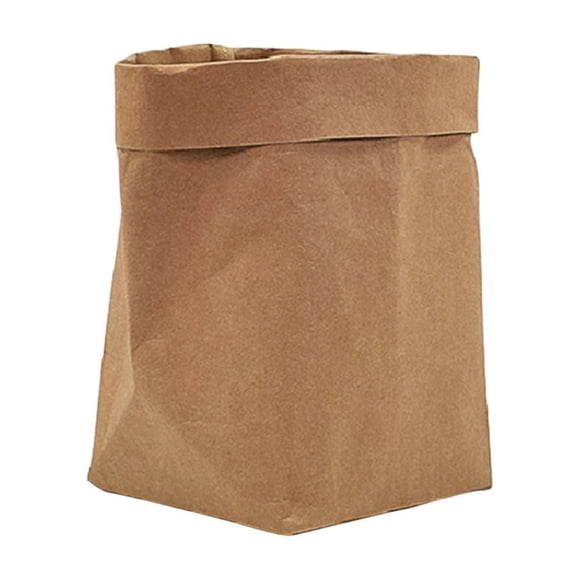 Contenedor de papel kraft lavable sin marca, organizador de bolsas de papel reutilizables, funda para macetas, para decoración y almacenamiento - M
