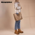 thumbnail image 4 of Montana West Large Tote Bag for Women Oversized Shoulder Purses with Chain Handbags, Khaki, 4 of 7