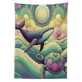 thumbnail image 2 of Ambesonne Nautical Outdoor Tablecloth, Whale and Turtle Hippie, 58"x104", Seafoam Purple and Pink, 2 of 2