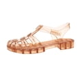 thumbnail image 2 of OOOUM Closed Toe Flat Jelly Sandals For Women Adjustable Ankle Strap Cutout Sandals Summer Outdoor Walking Shoes Brown US:6.5, 2 of 8
