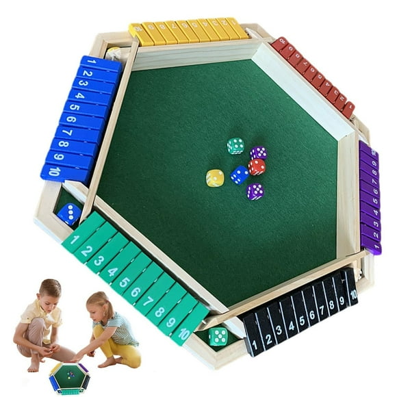 Shut The Box Game For 6 Player With 12+4 Dice Colorful 6 Wooden Board Math Number Games For Kids Adults Families Club