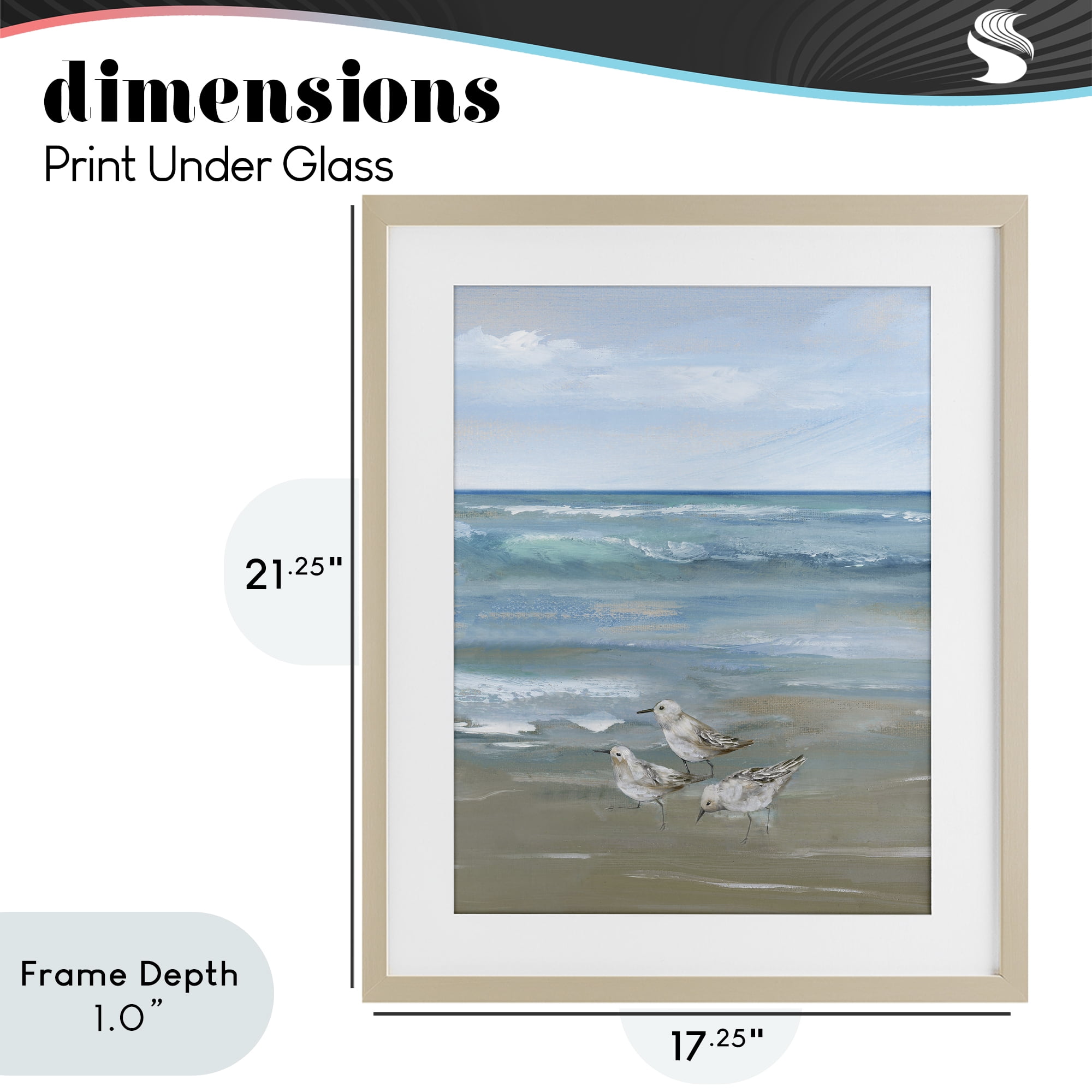 Stupell Industries Sanderlings on Gentle Waves Birch Framed Print Under Glass, design by Nan