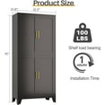 thumbnail image 2 of 75" H Tall Kitchen Pantry Cabinet, Pantry Storage with Doors and 3 Adjustable Shelves, Metal Storage, Cupboard for Kitchen, Black, 2 of 9