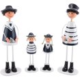 thumbnail image 1 of Miniaturas Estatuas de toda la familia Diseño de estilo marino Estatuilla de madera Artes decorativas Hogar Oficina Coche Adorno Regalo para amigos Novia 4 piezas de pie, 1 of 4