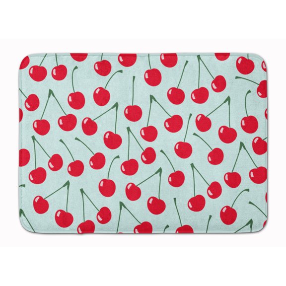 Carolines Treasures BB5148RUG Cherries on Blue Machine Washable Memory Foam Mat 19 X 27" multicolor