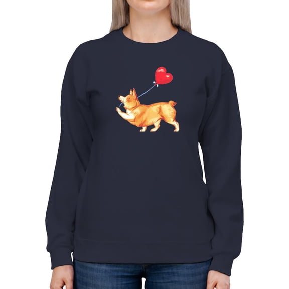 Welsh Corgi W Heart Balloon. Sweatshirt Women -Image by Shutterstock, Female x-Large